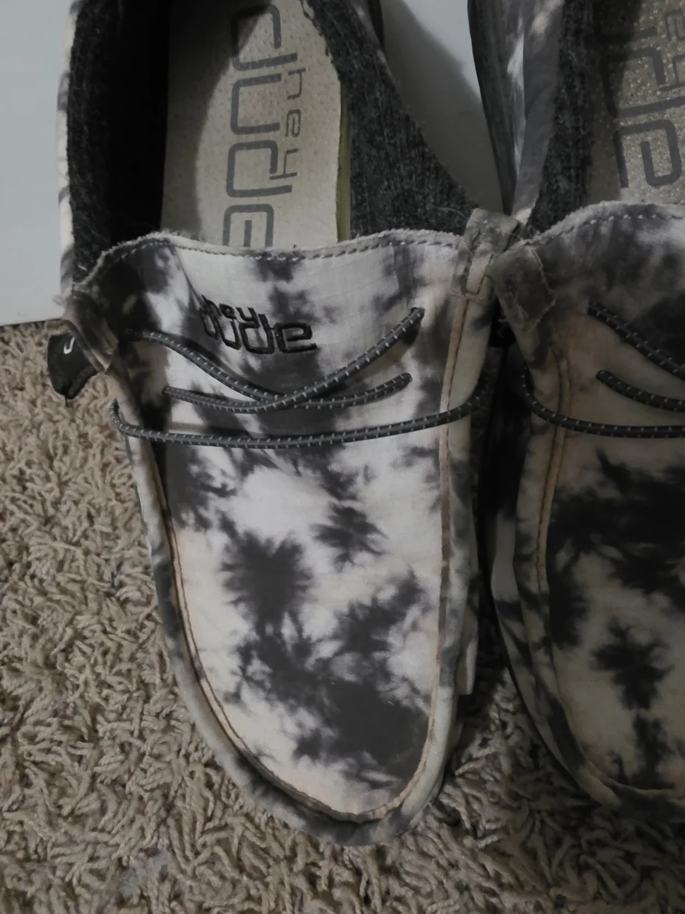Hey Dude Mens Tie-Dye Slip-Ons in Black and White